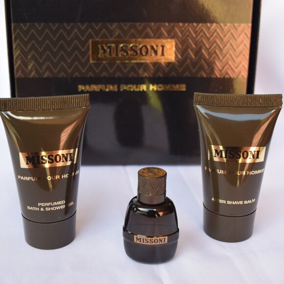 MISSONI Pour Homme Gift Set - 3pc, Shower Gel, After Shave Balm, Mini EDP, NEW - Picture 4 of 12
